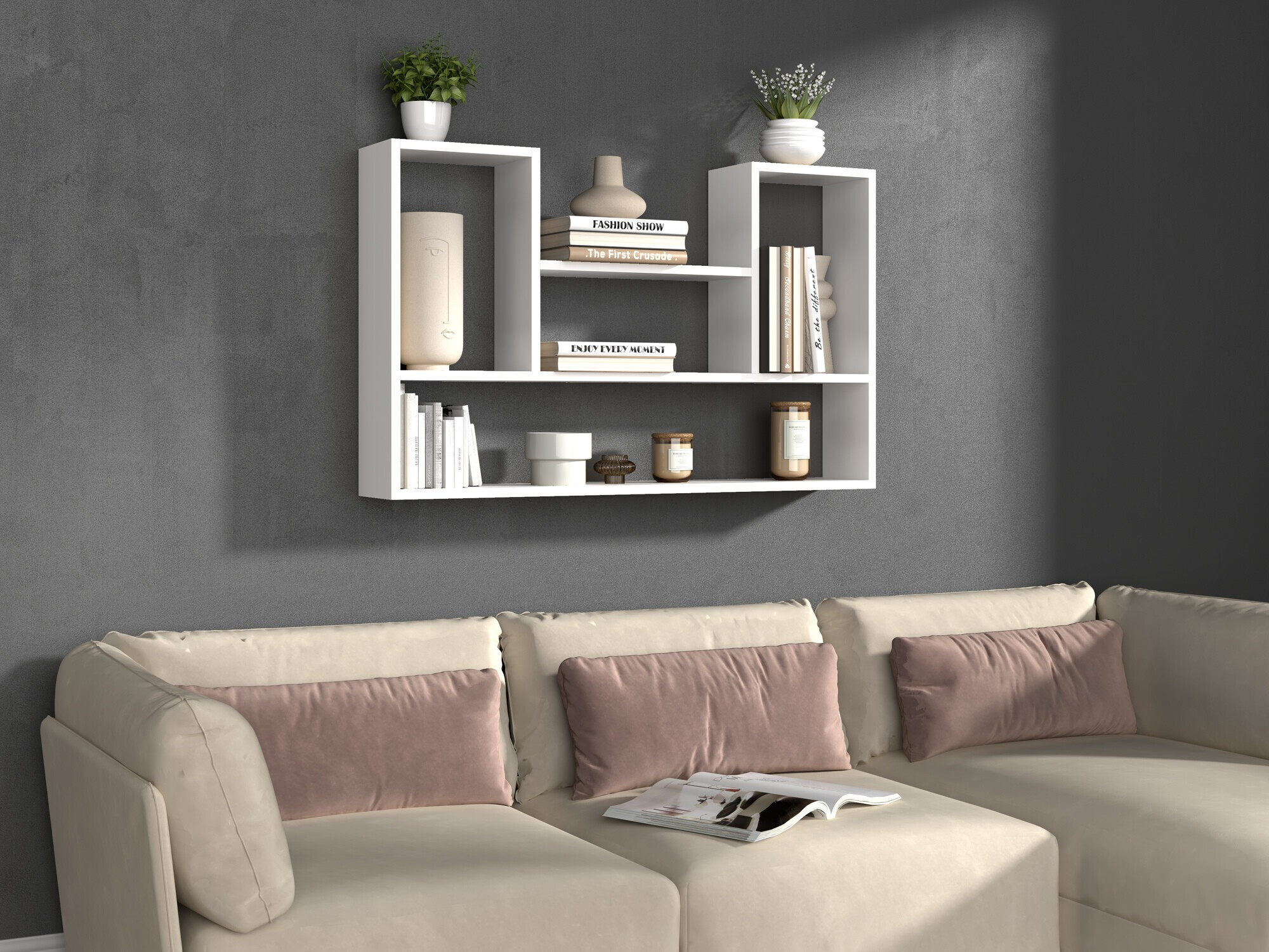 Zidna polica Mandeville 225 (Belo)