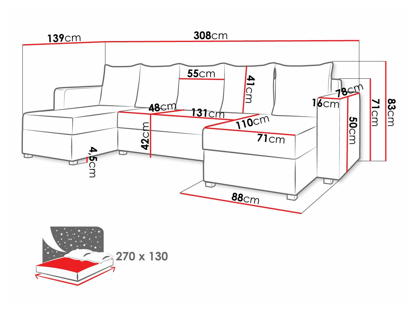 Ugaona sofa Memphis 121 (Soft 011 + Lawa 06)