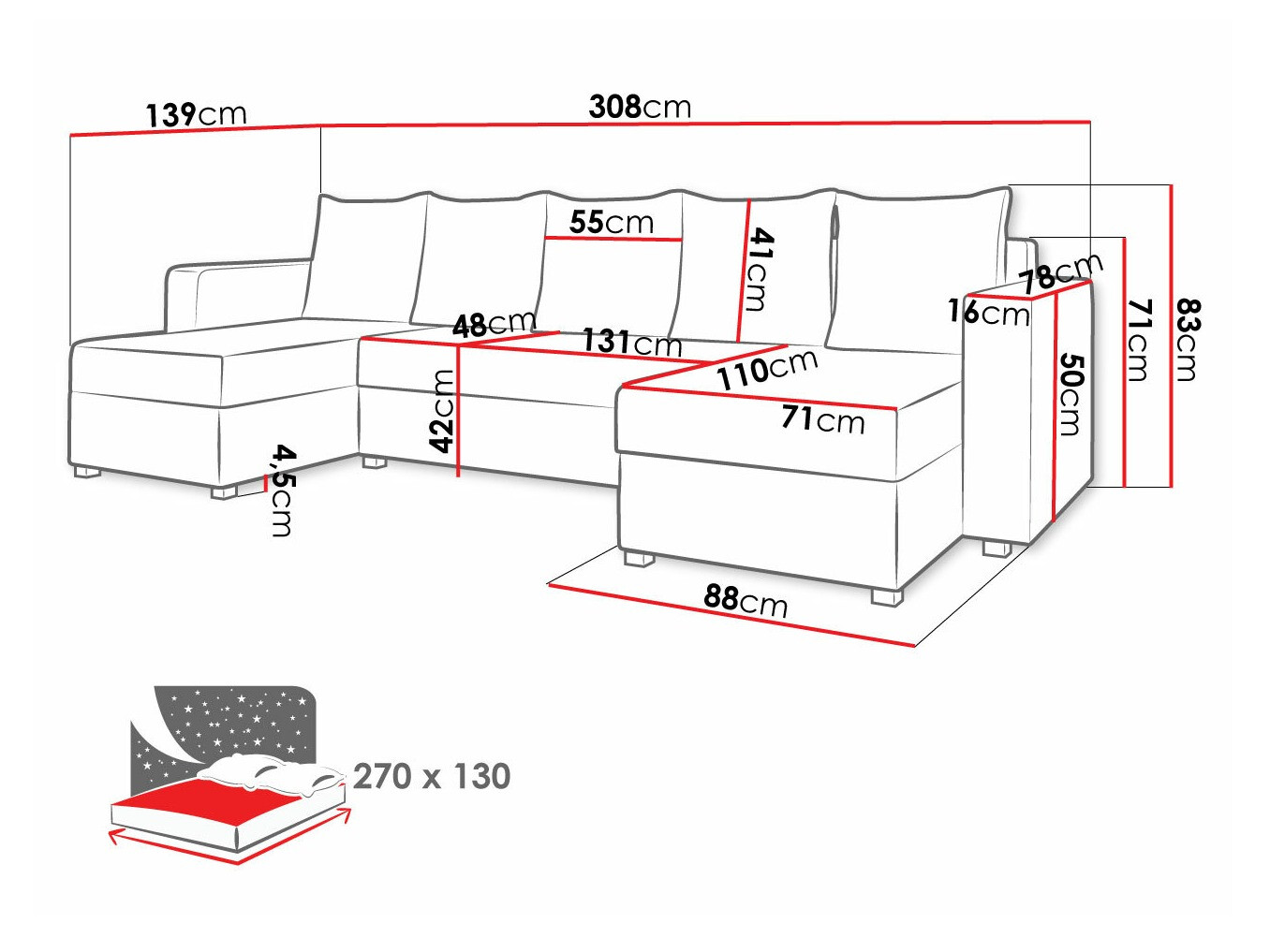 Ugaona sofa Memphis 121 (Soft 017 + Lawa 05)