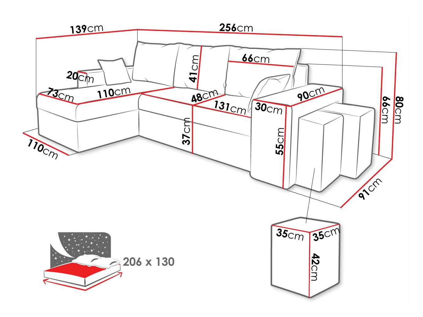 Ugaona sofa Memphis 129 (Muna 02 + Muna 03)