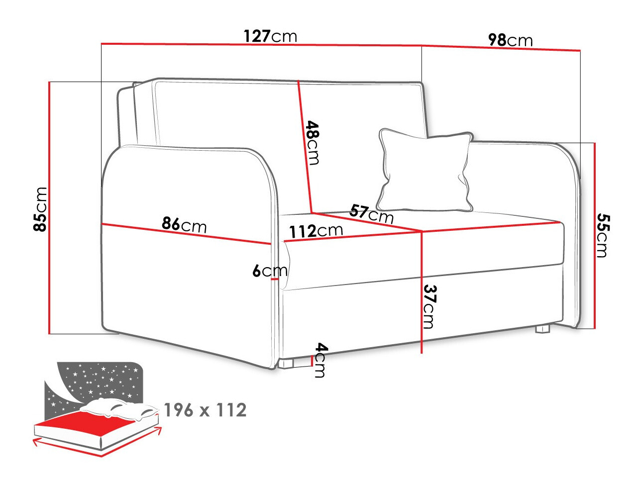 Sofa na razvlačenje Columbus 124 (Again 85)