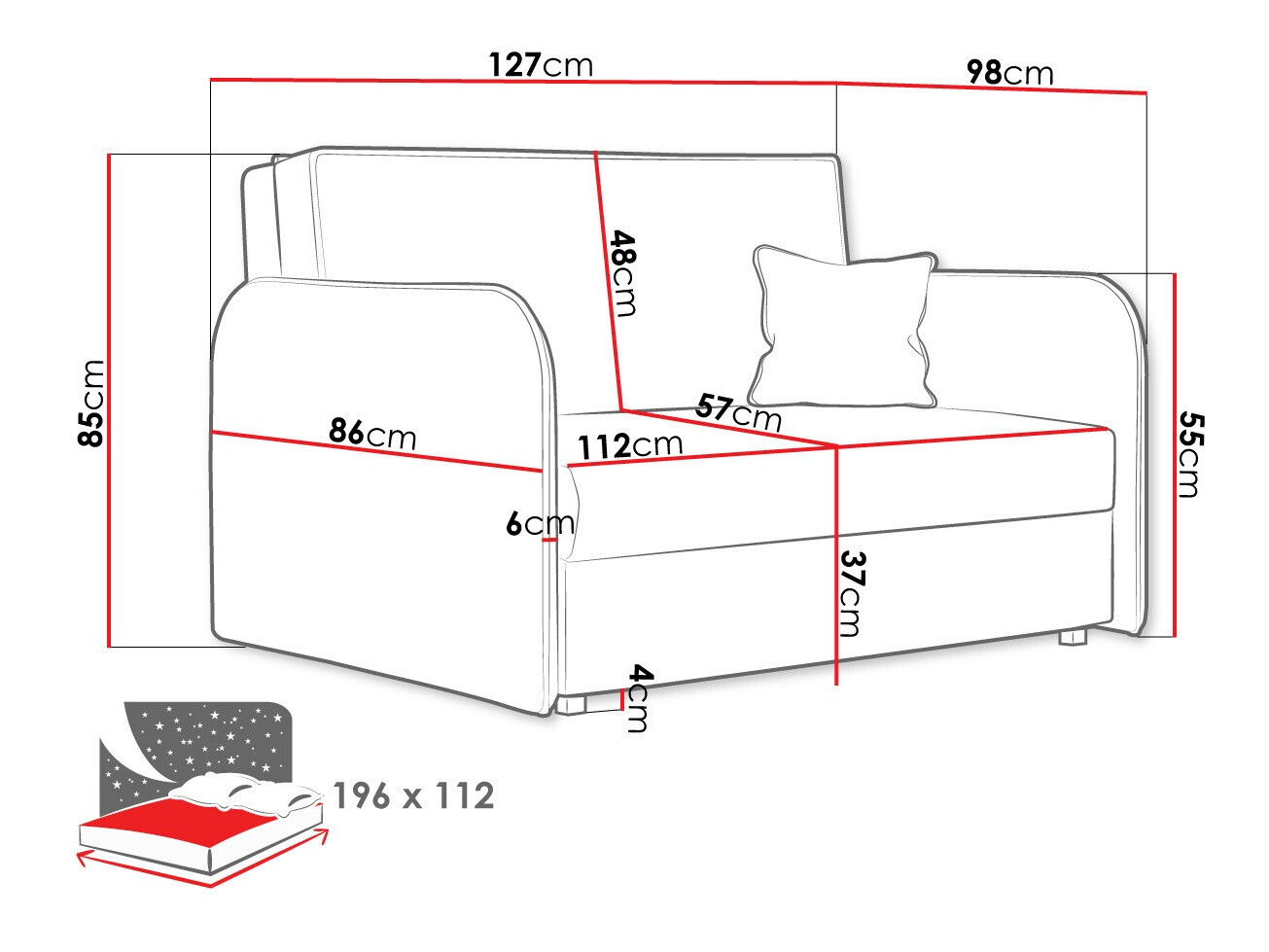 Sofa na razvlačenje Lirael II (Again 80)