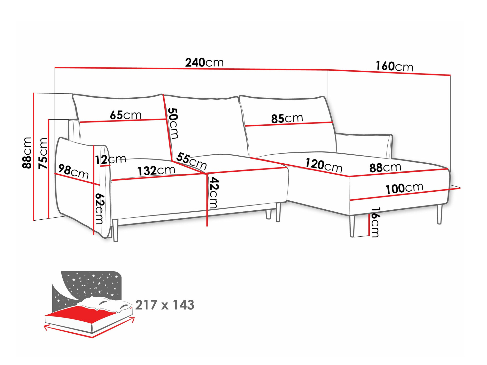 Ugaona sofa Columbus 224 (Velo 621)