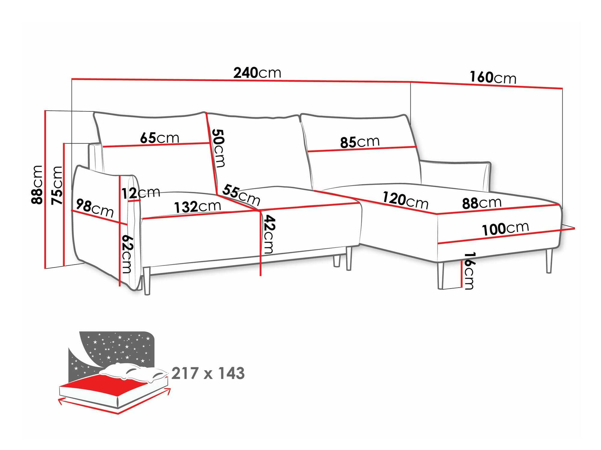 Ugaona sofa Columbus 224 (Velo 623)