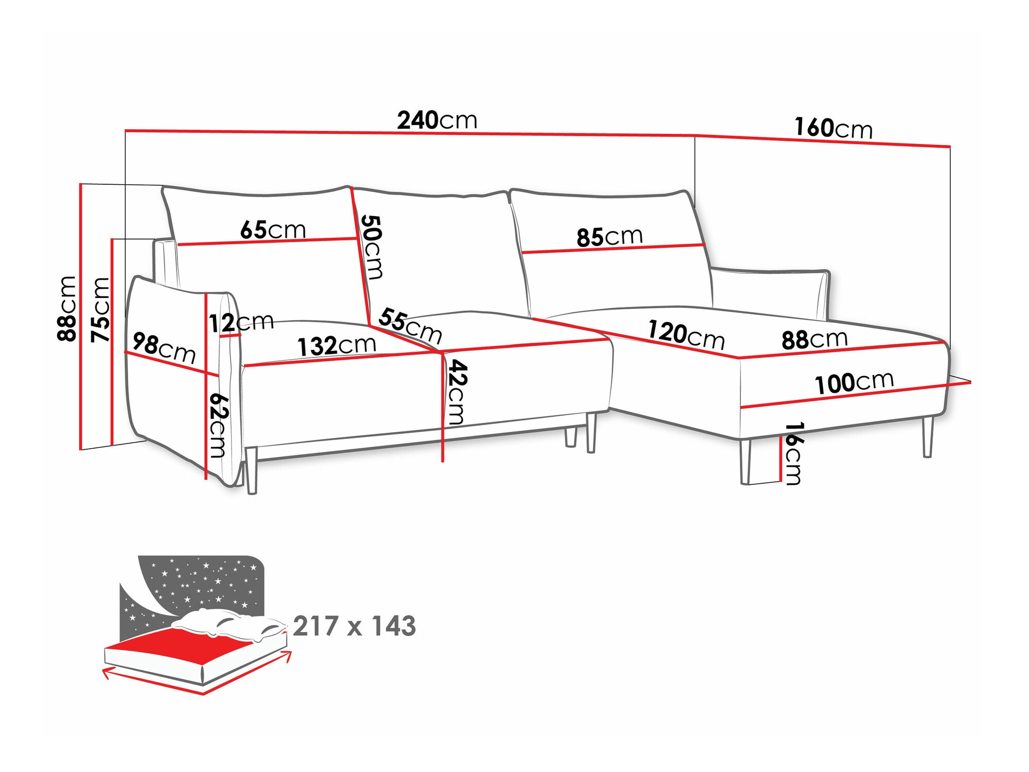Ugaona sofa Columbus 224 (Velo 626)