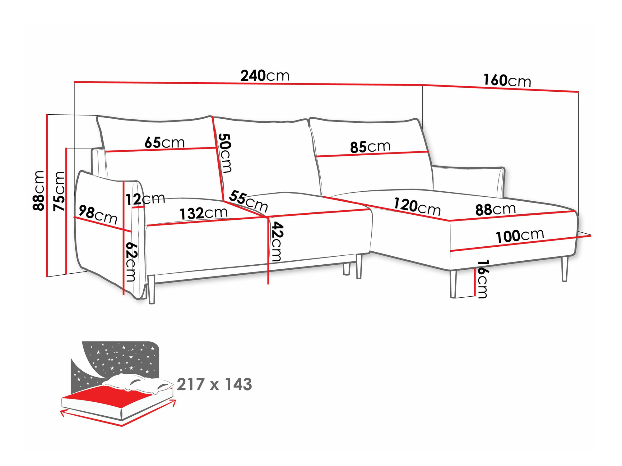 Ugaona sofa Columbus 224 (Velo 627)