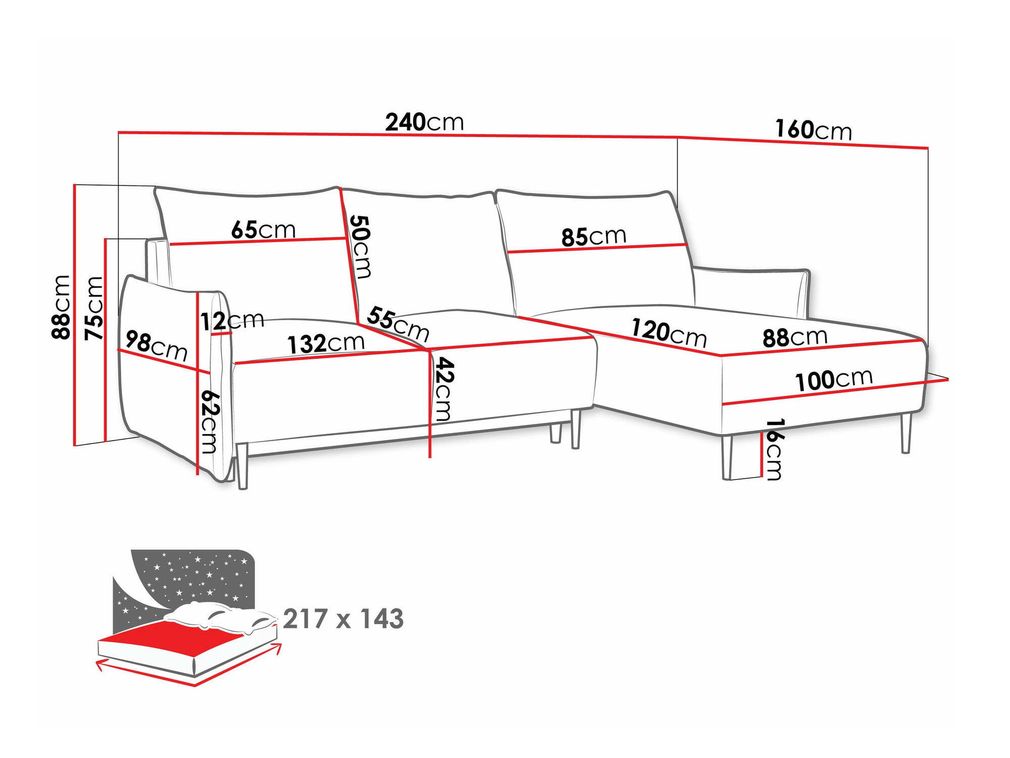 Ugaona sofa Columbus 224 (Velo 635)