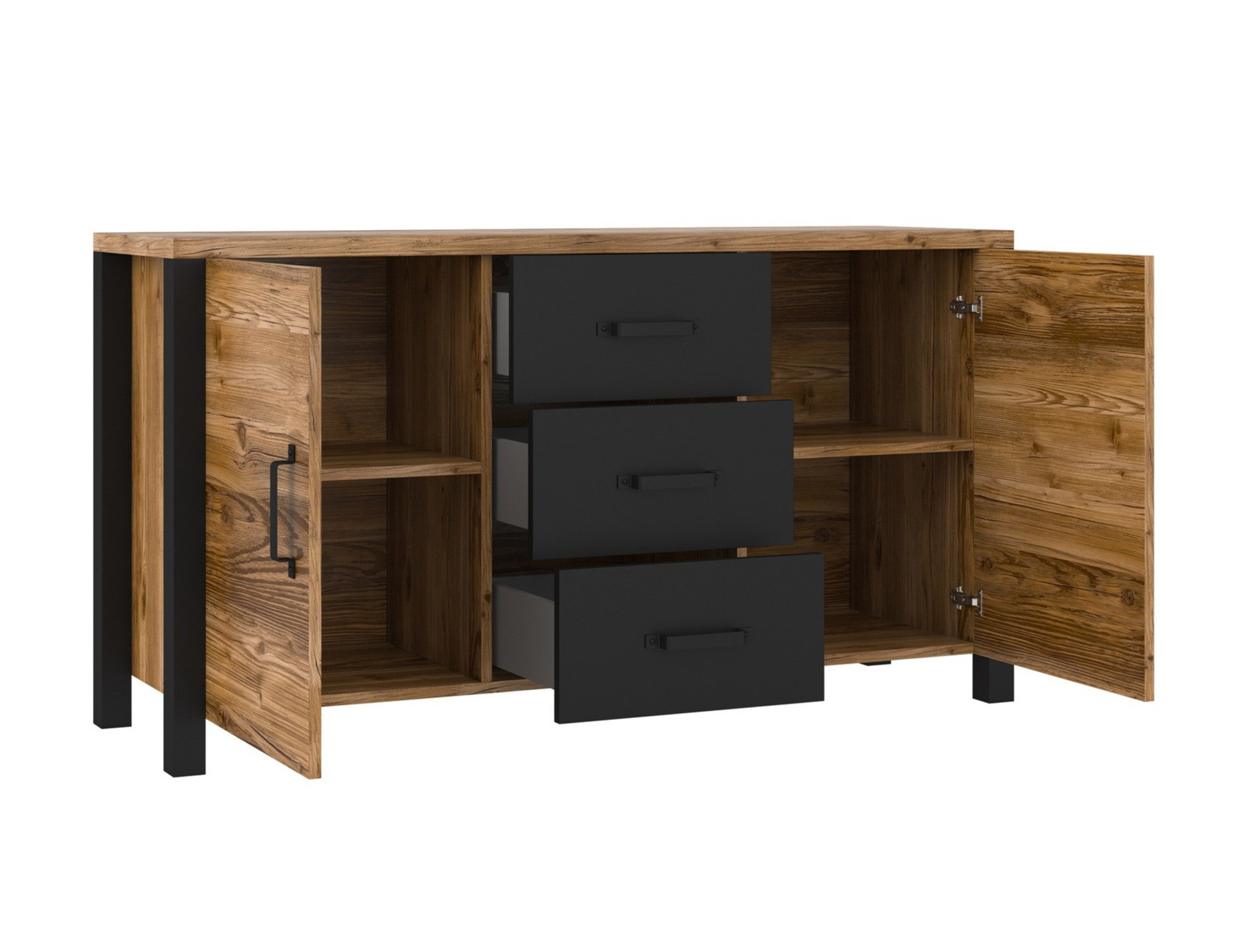 Komoda Tornua 103 (Tamna smrča + Mat crna)