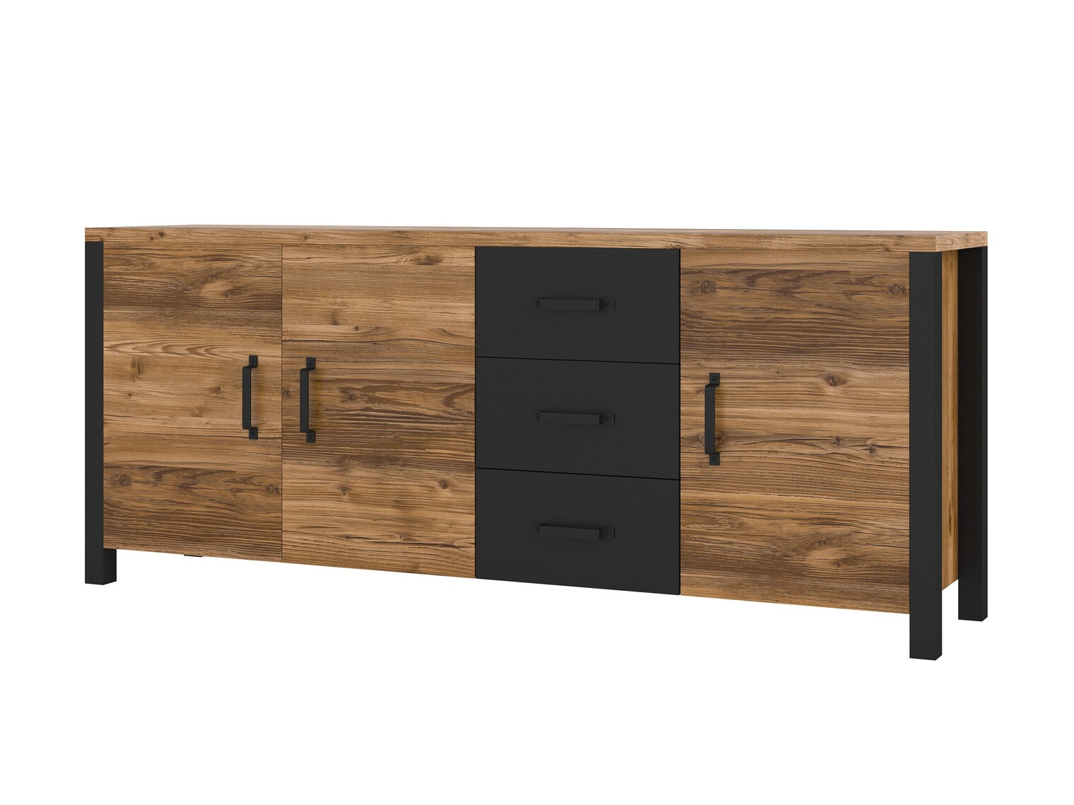 Komoda Tornua 106 (Tamna smrča + Mat crna)