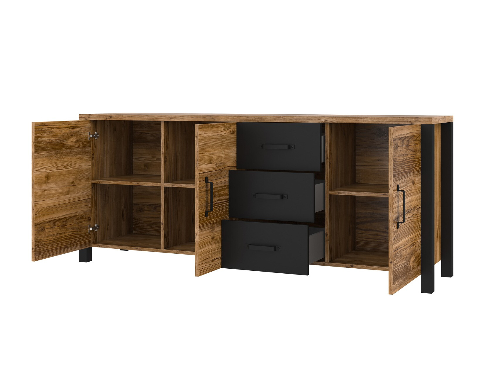 Komoda Tornua 106 (Tamna smrča + Mat crna)