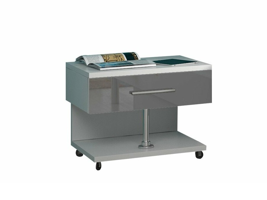 Noćni ormarić Campus (Belo + Sjajna siva)