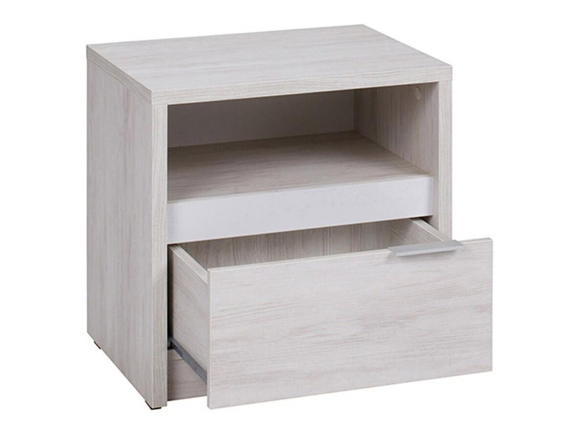 Noćni ormarić Fivelbo 108 (Manastirski hrast + Crna visoki sjaj)