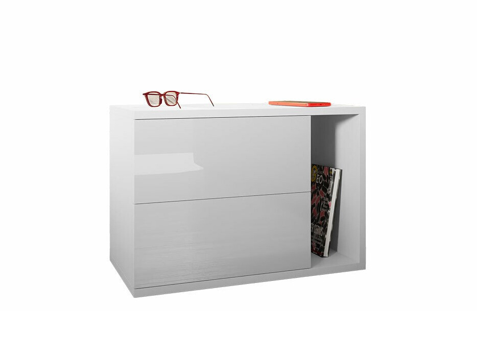 Noćni ormarić Hederos (Belo + Sjajno belo)