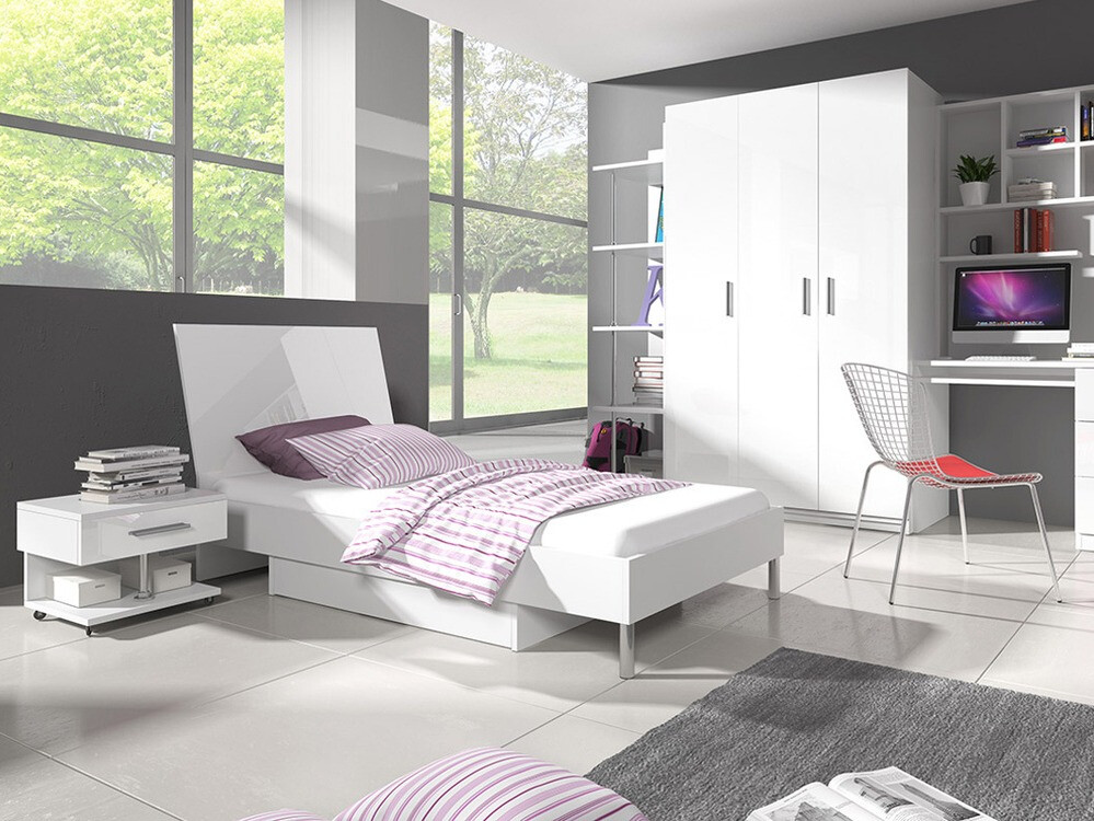 Noćni ormarić Salmere 103 (Belo + Sjajno belo)