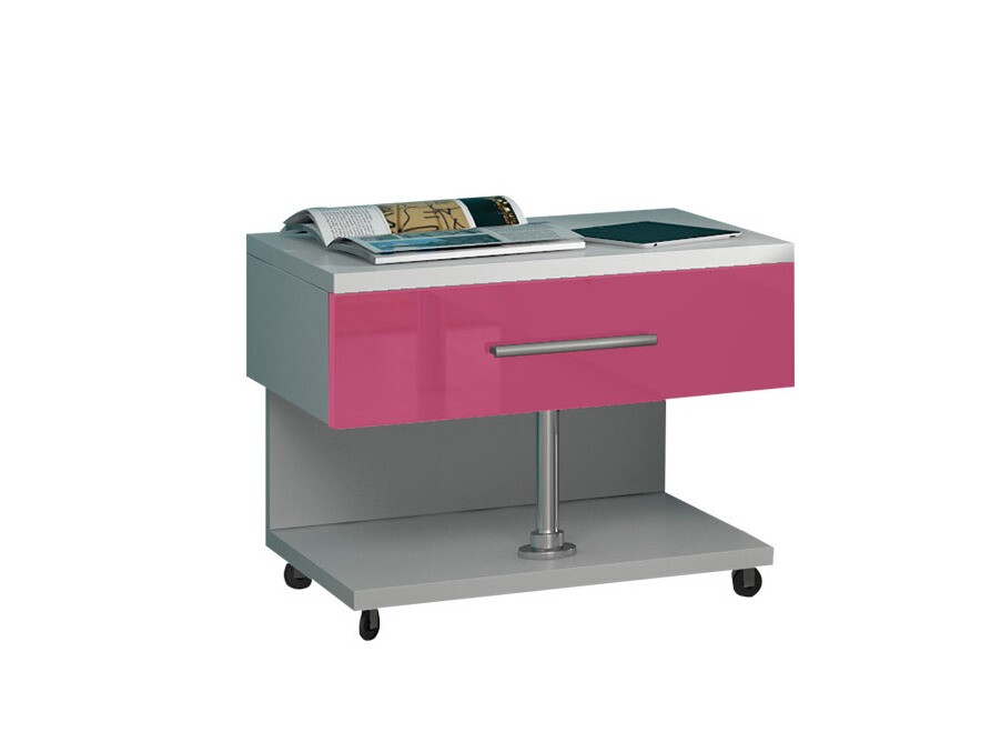 Noćni ormarić Salmere 103 (Belo + Sjajno roze)