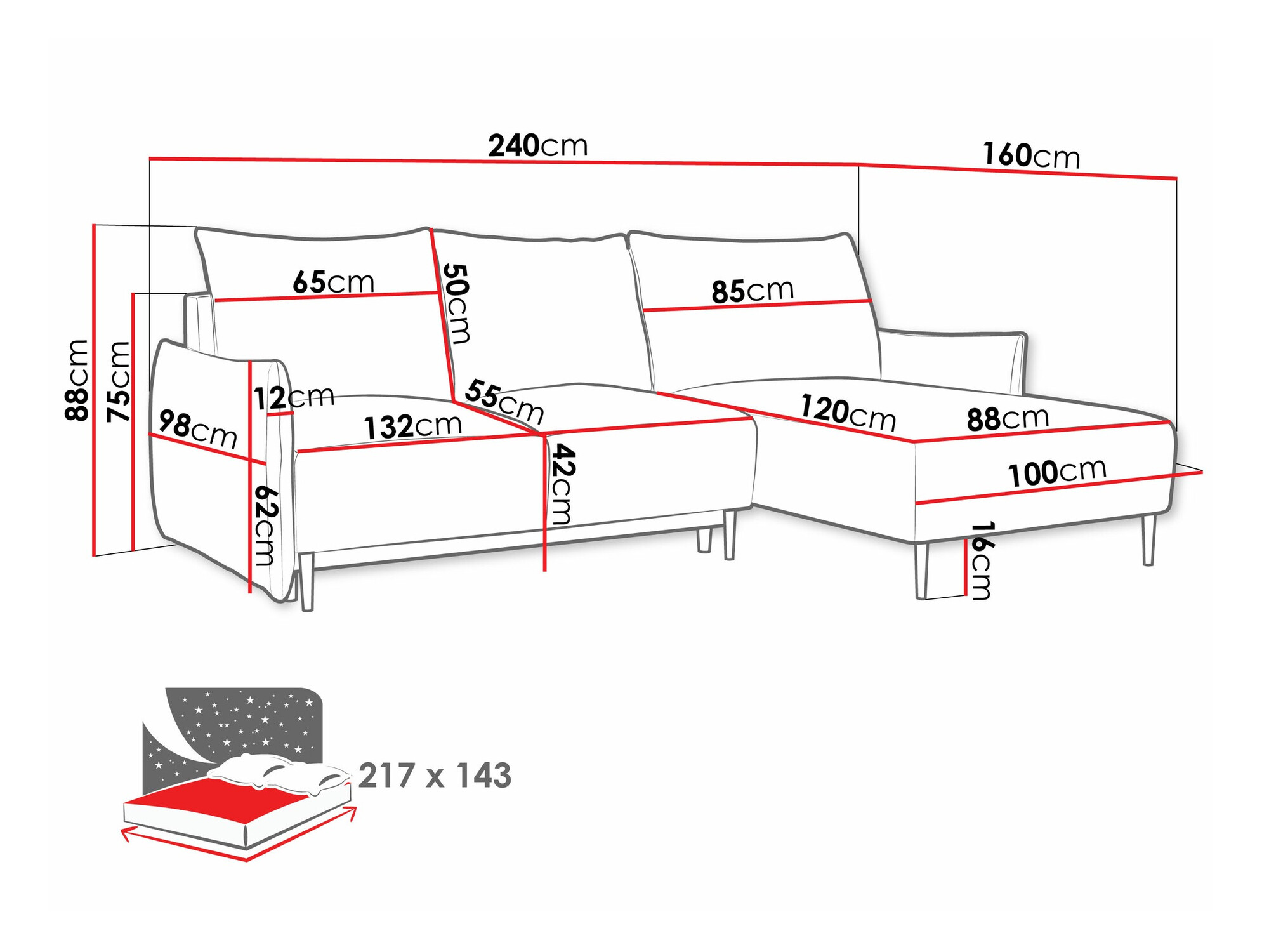 Ugaona sofa Columbus 224 (Velo 636)