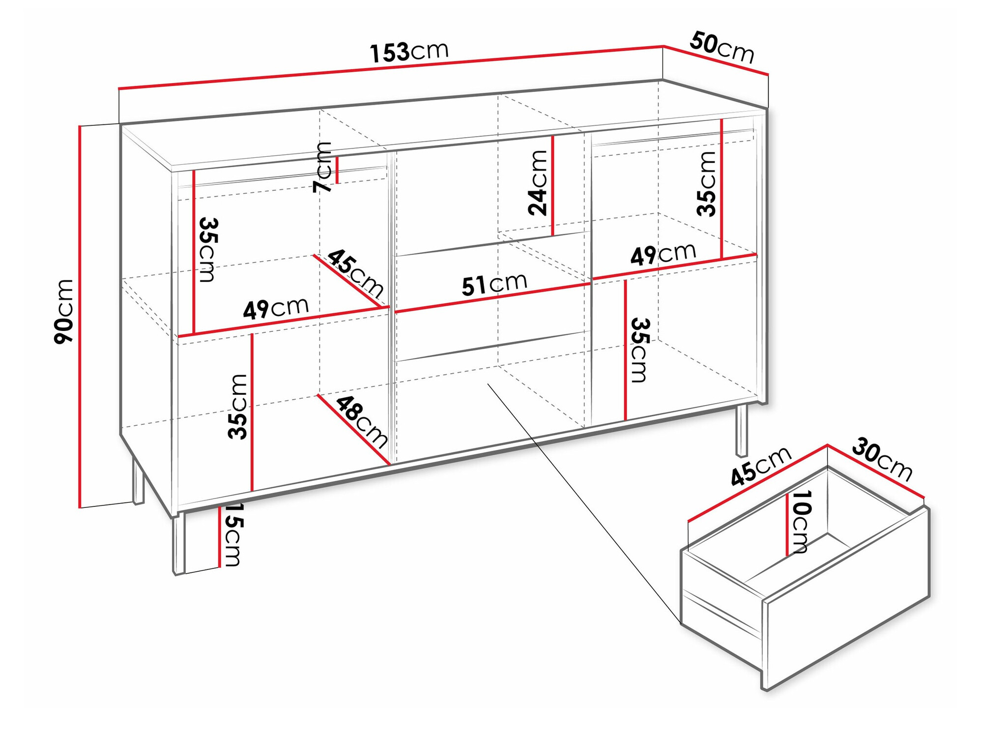 Komoda Comfivo Delruva 101 (Crno)