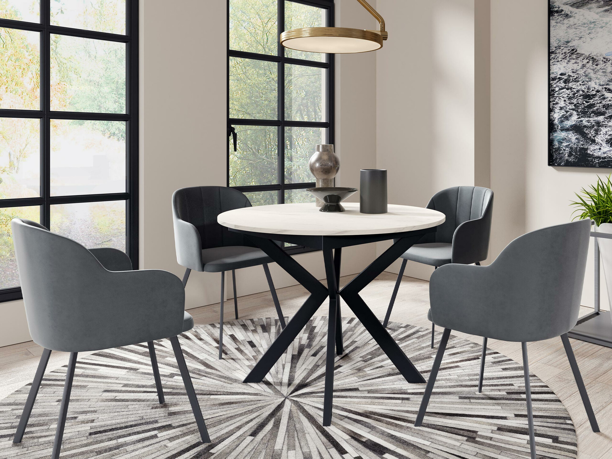 Sto Oswego 112 (Crno + Beli mermer)