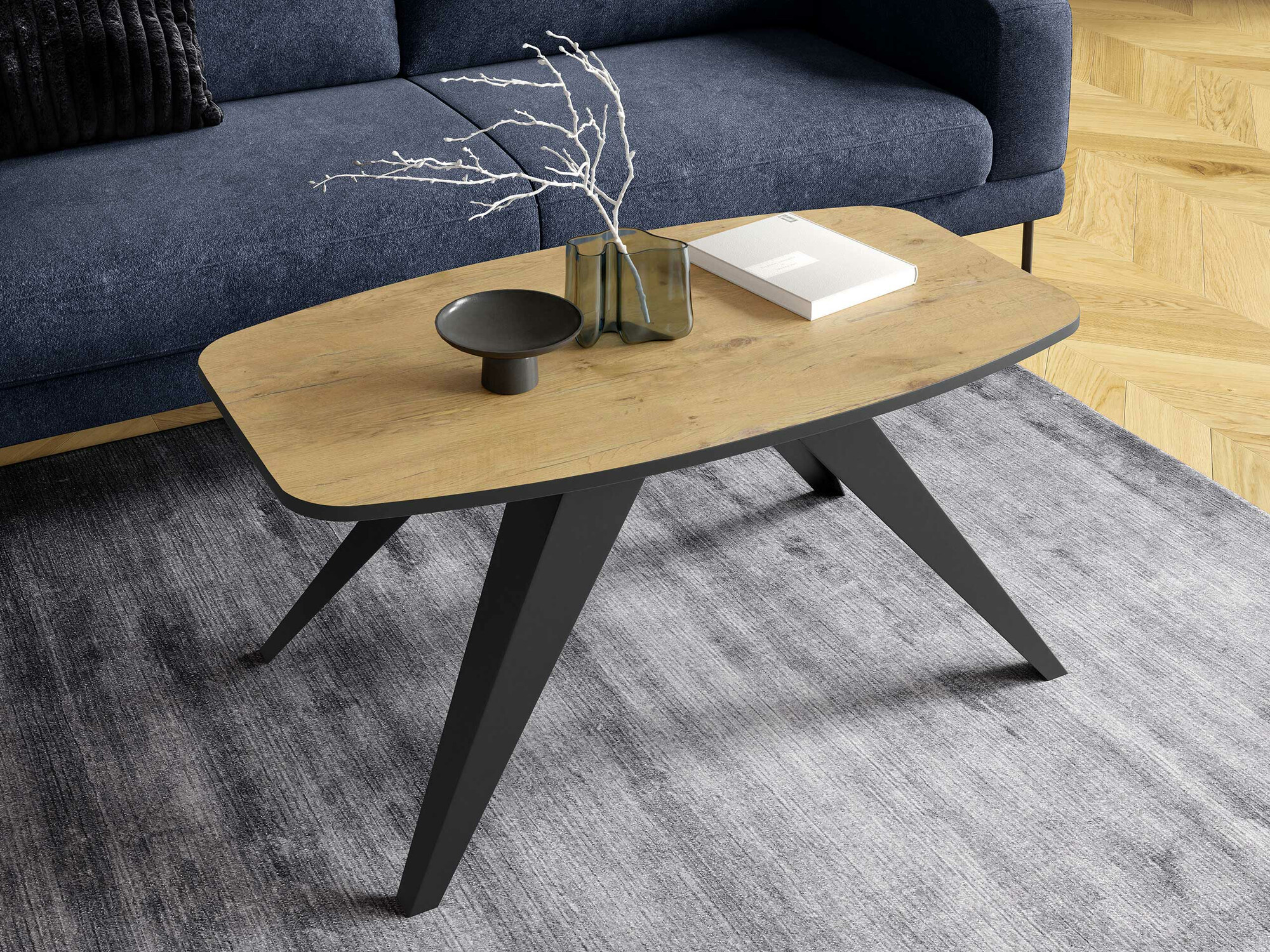 Stočić za kafu Oswego 117 (Crno + Lancelot hrast)