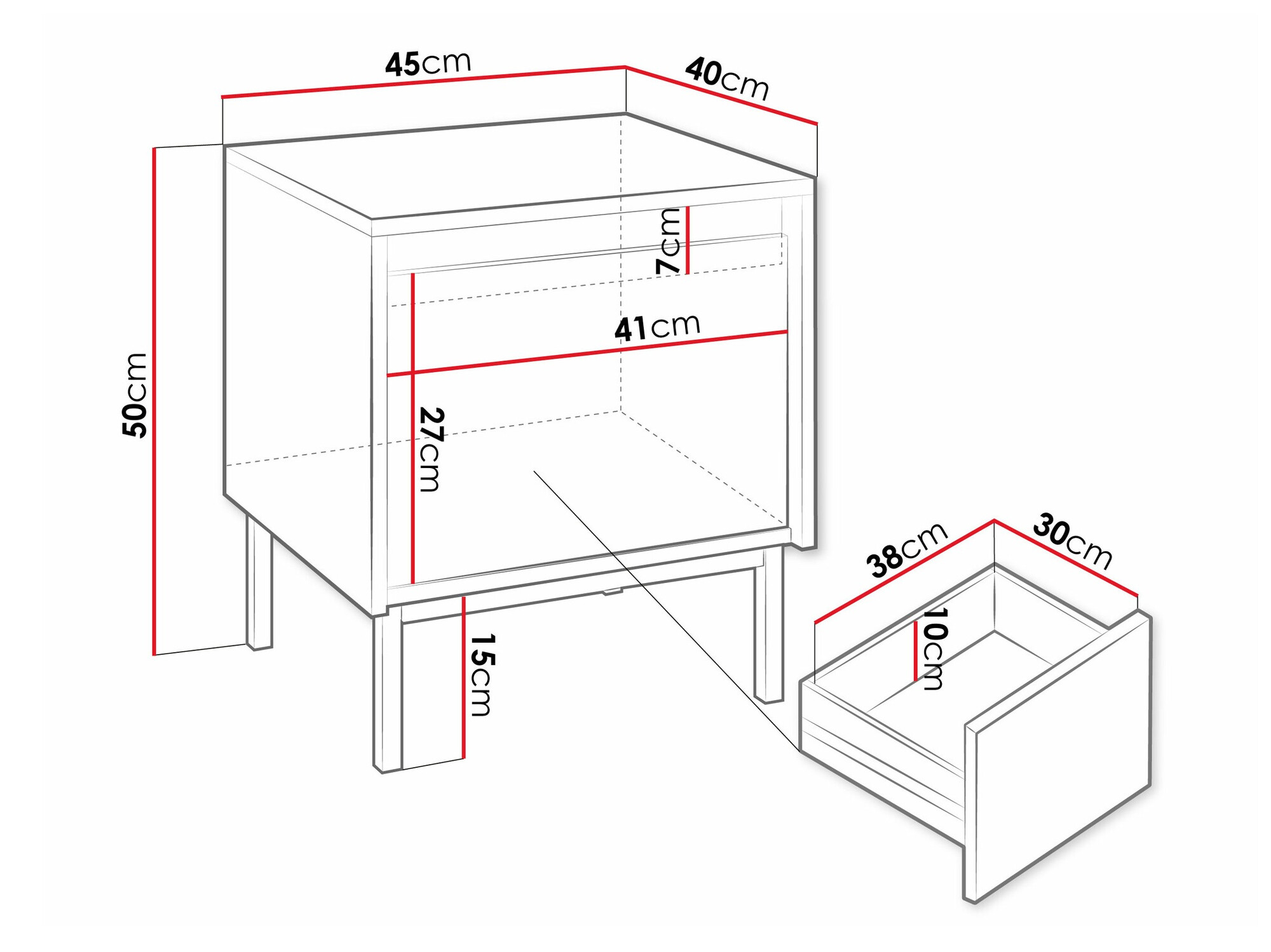 Noćni ormarić Comfivo Delruva 105 (Belo)