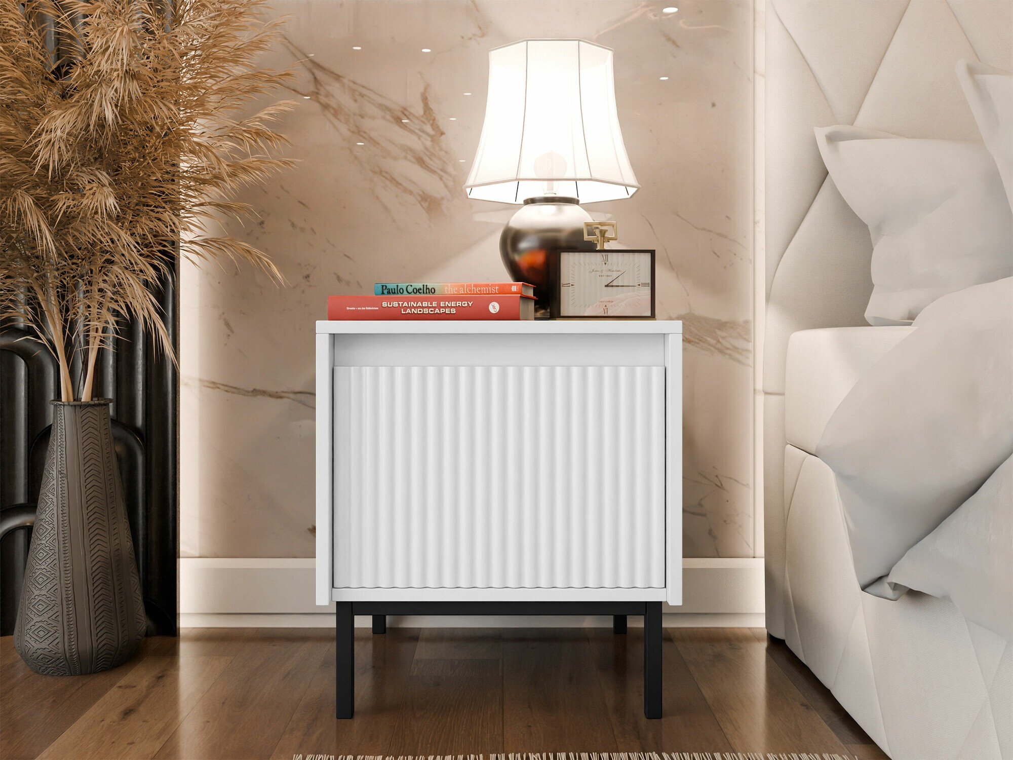 Noćni ormarić Comfivo Delruva (Belo)