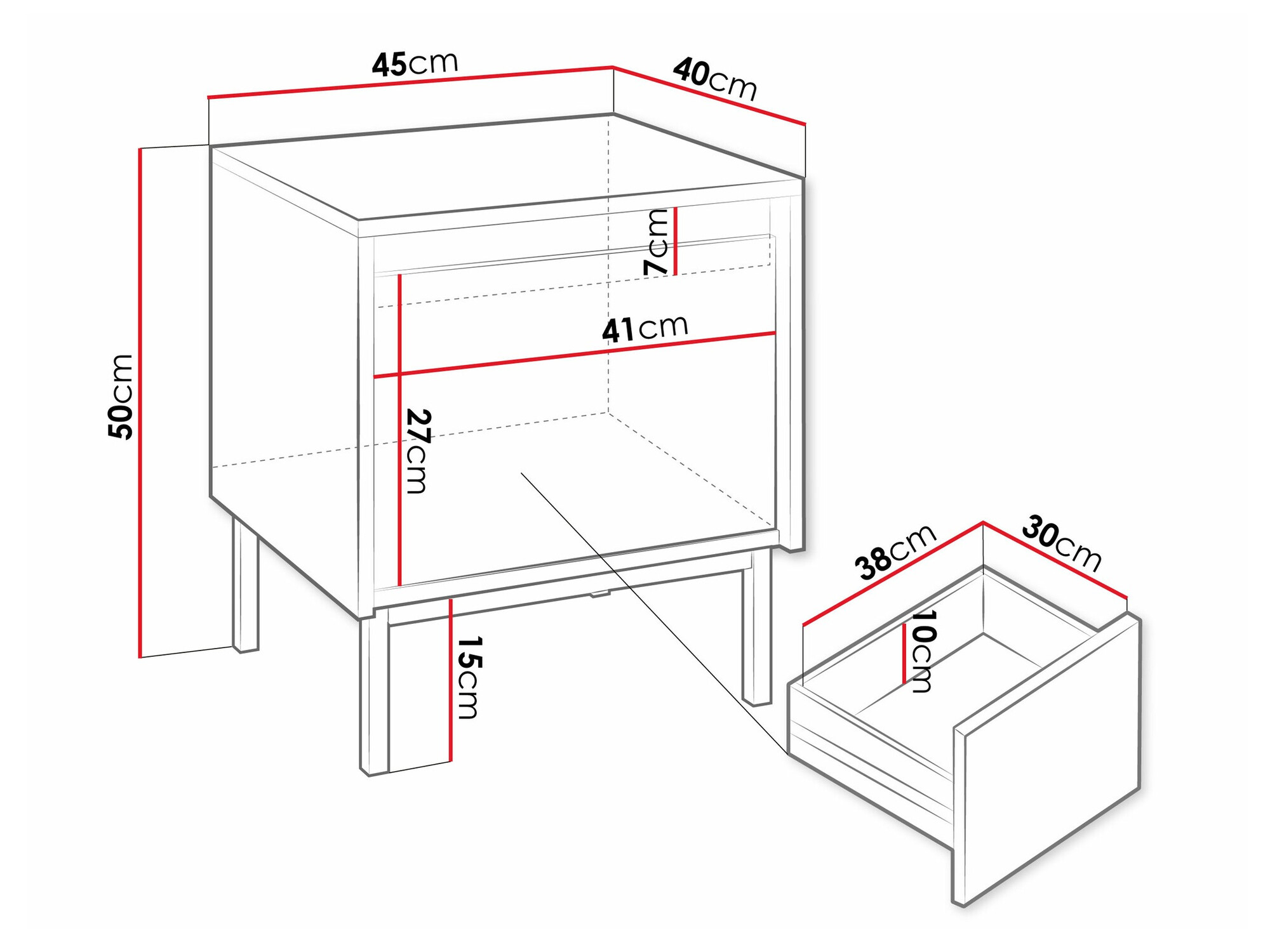 Noćni ormarić Comfivo Delruva (Crno)