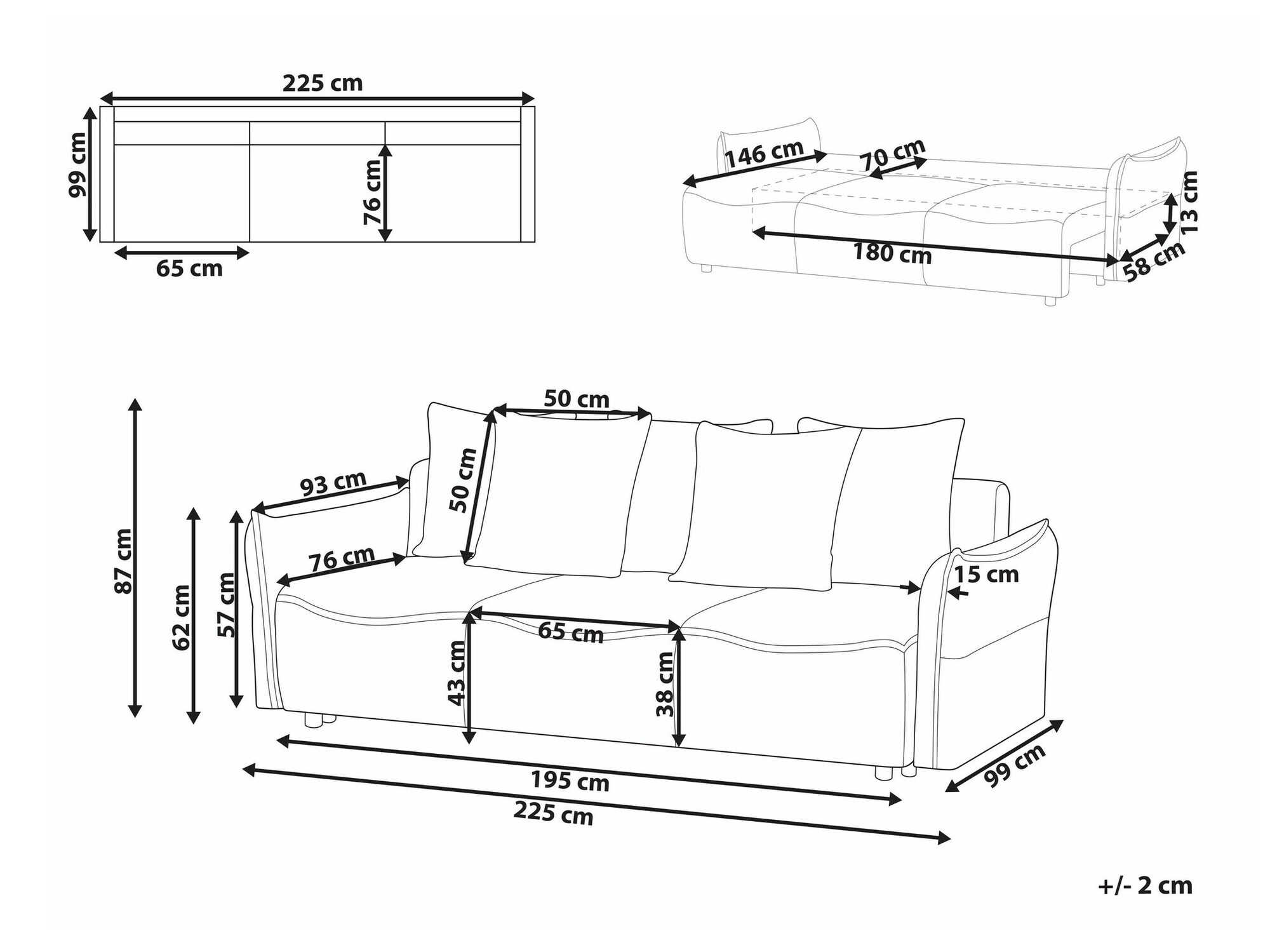 Sofa na razvlačenje Berwyn 1988 (Krem)