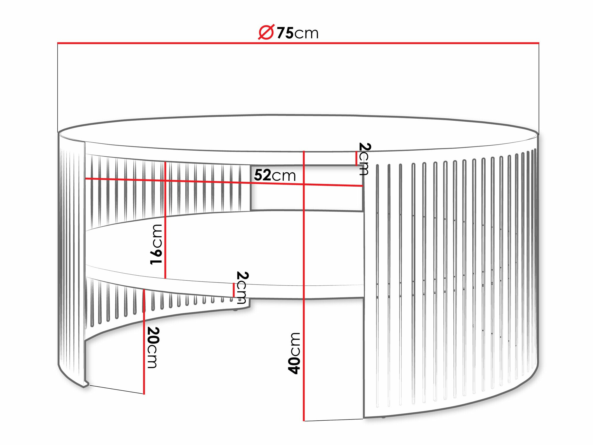 Stočić za kafu Sordore 102 (Crno + Beli mermer)