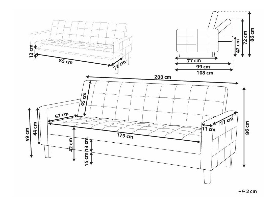 Sofa na razvlačenje Berwyn 1591 (Žuta)