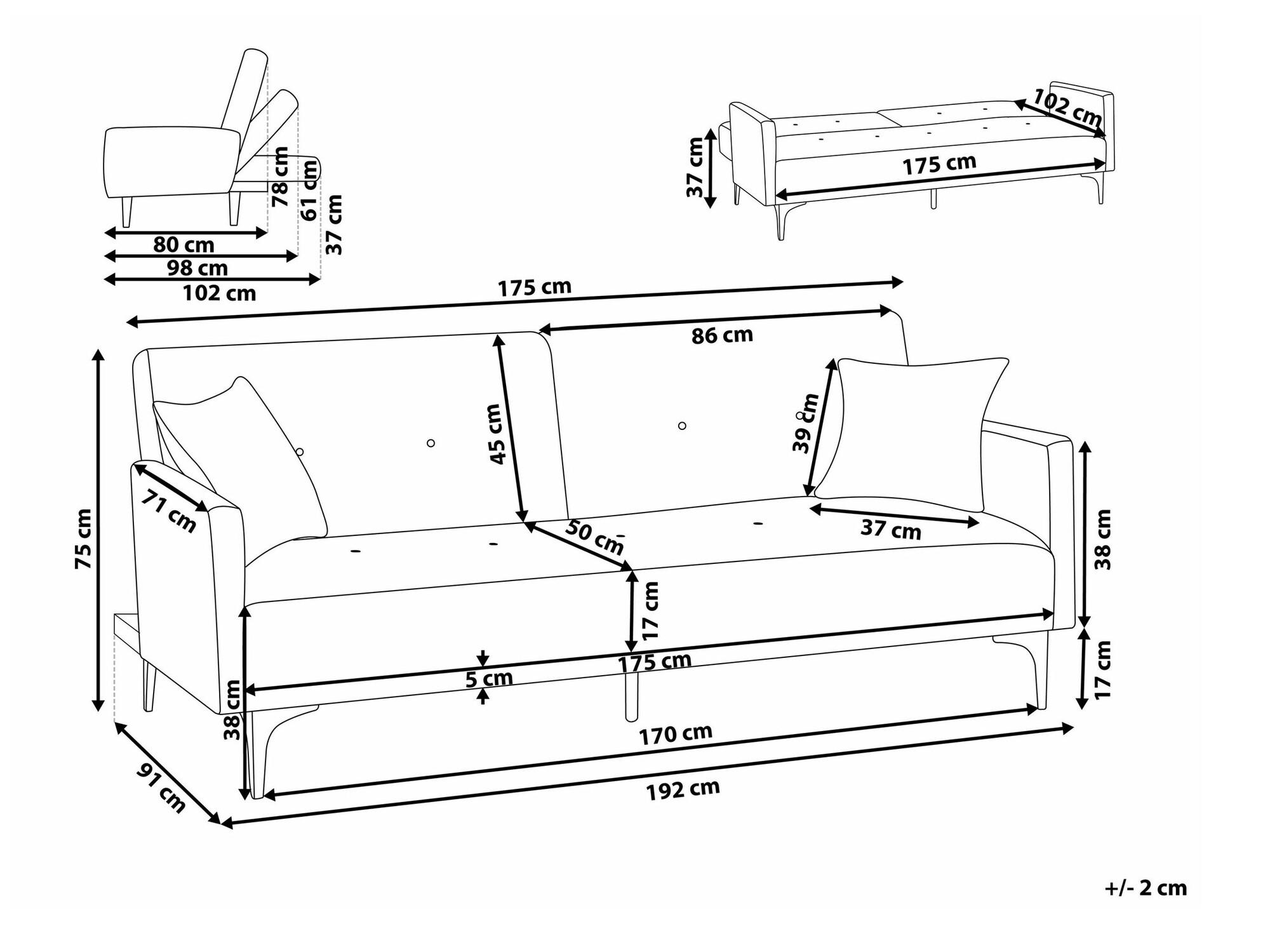 Sofa na razvlačenje Berwyn 161 (Tamno zelena)