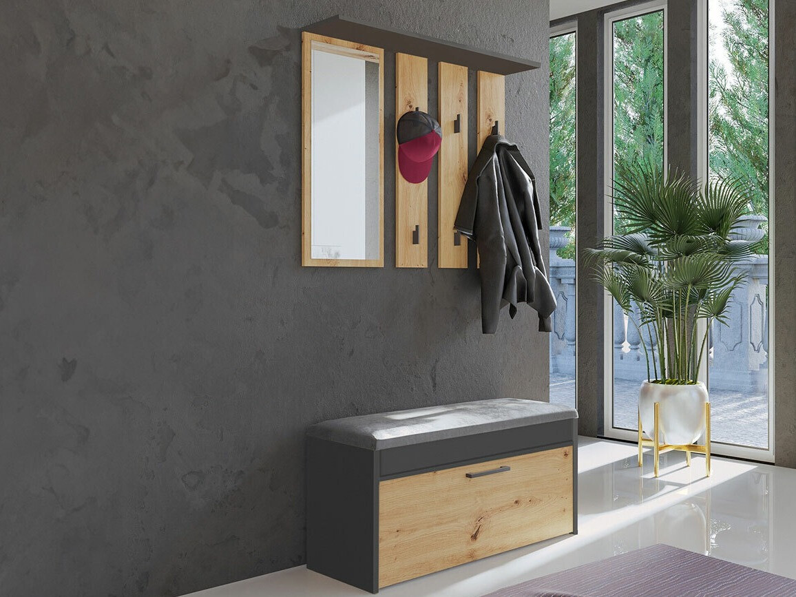 Set za hodnik Mandeville 218 (Antracit + Artisan hrast)