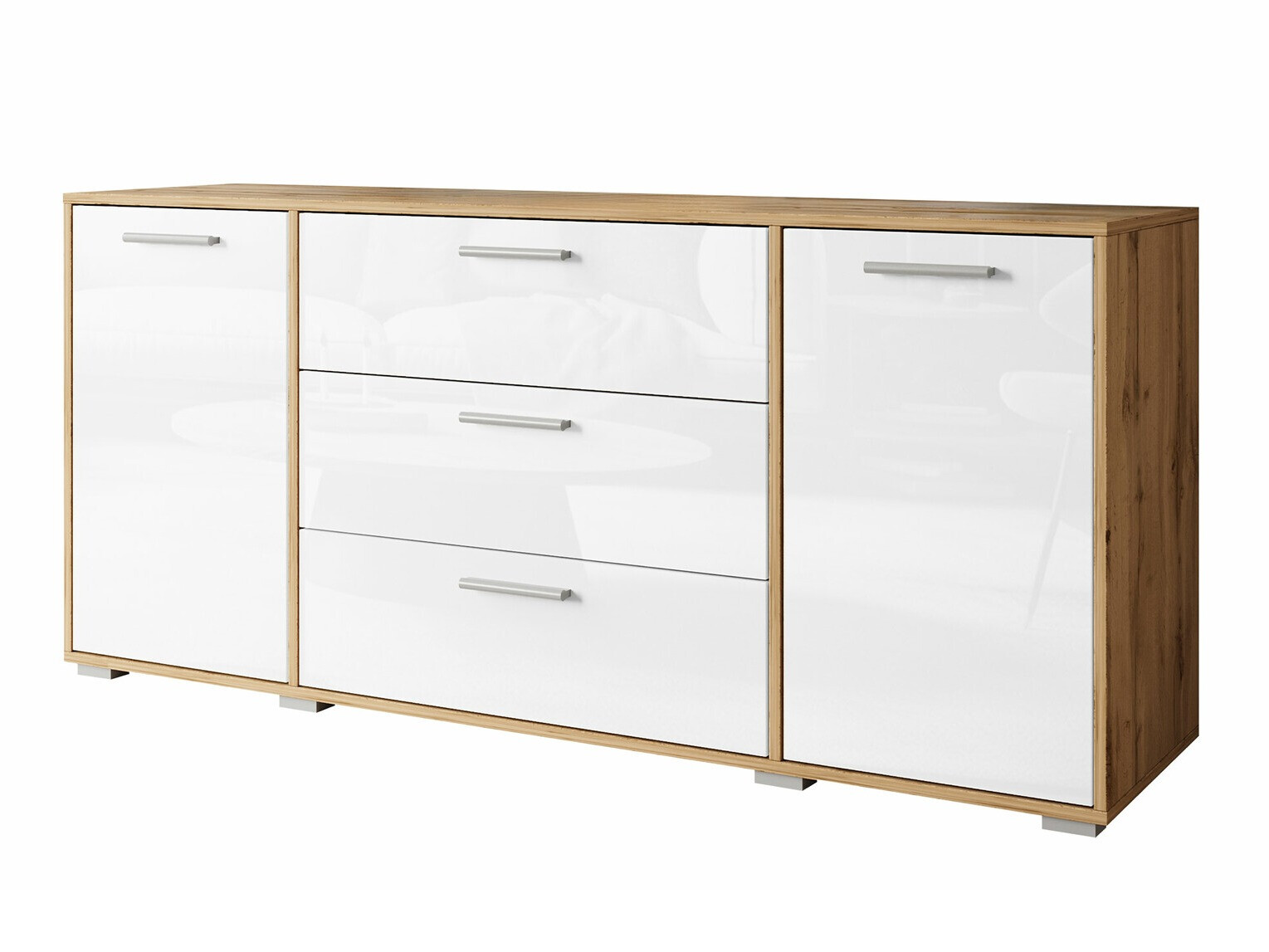 Komoda Sarasota 174 (Hrast Votan + Sjajno belo)