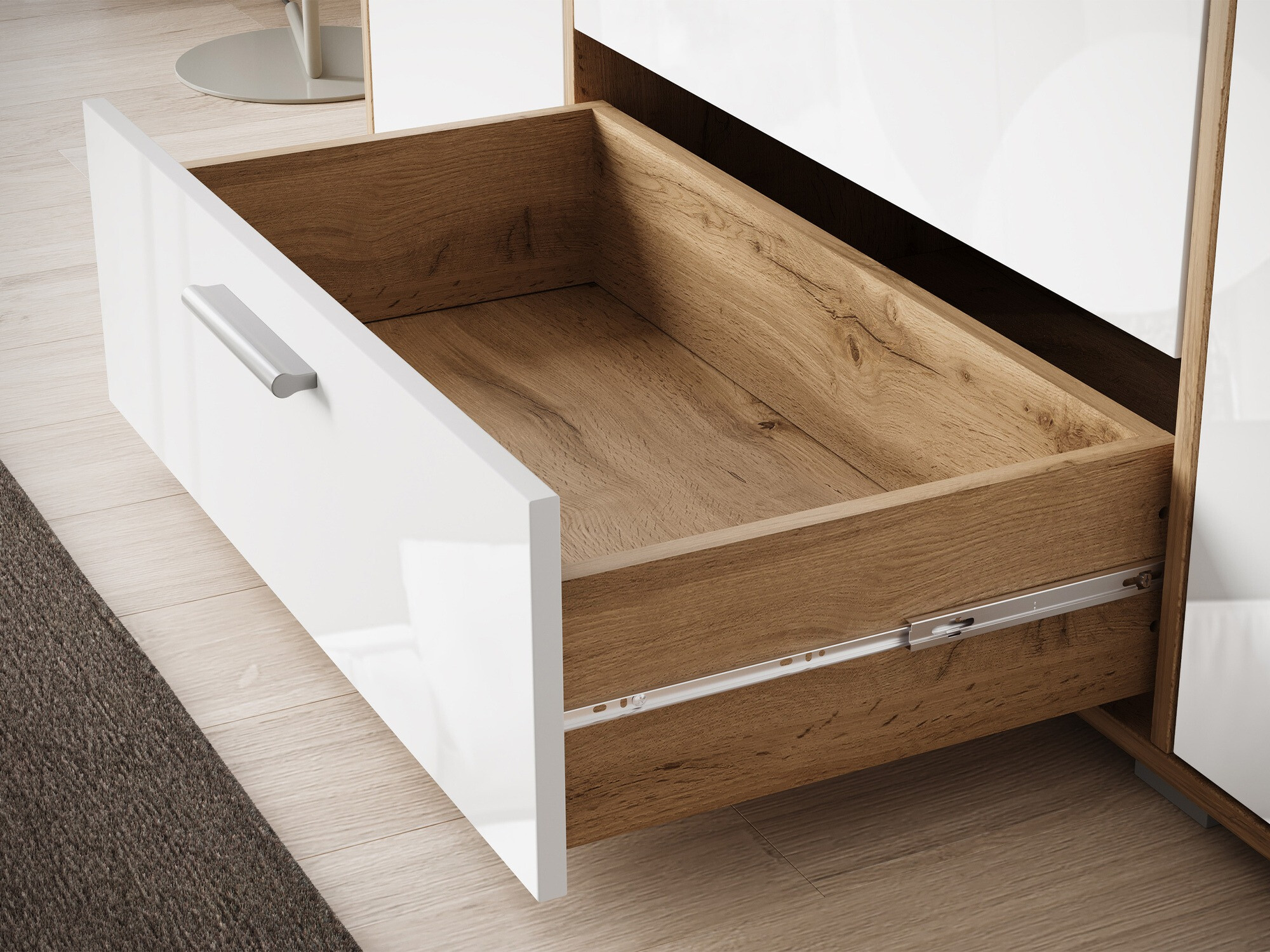 Komoda Sarasota 174 (Вотан храст + Sjajno belo)