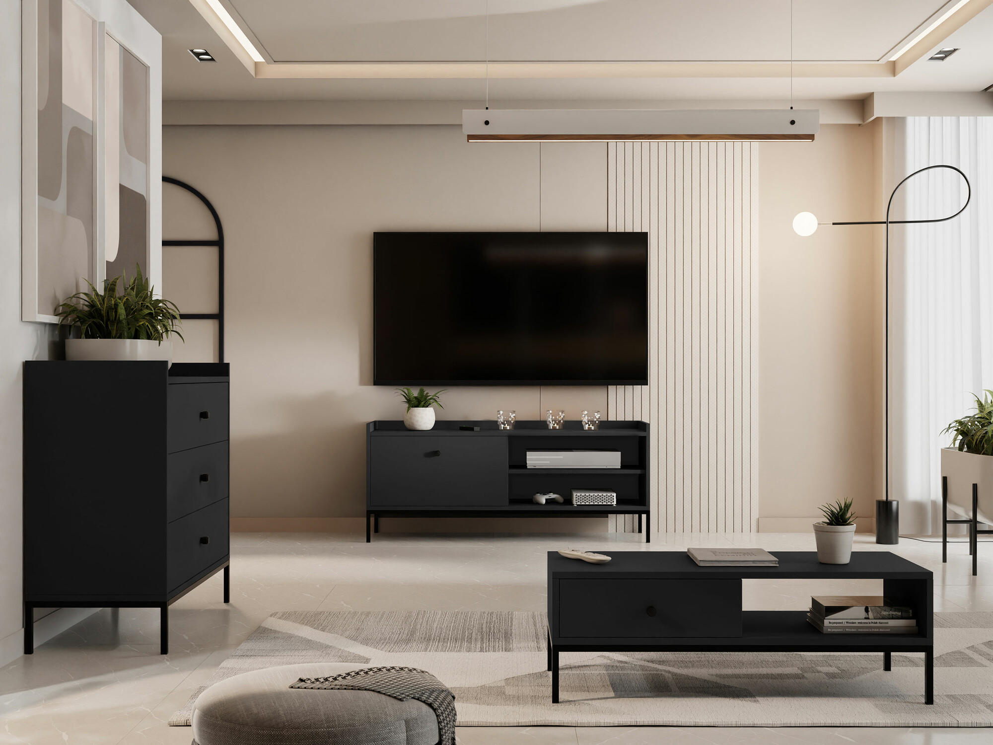 Set za dnevnu sobu Comfivo Etmore 108 (Crno)