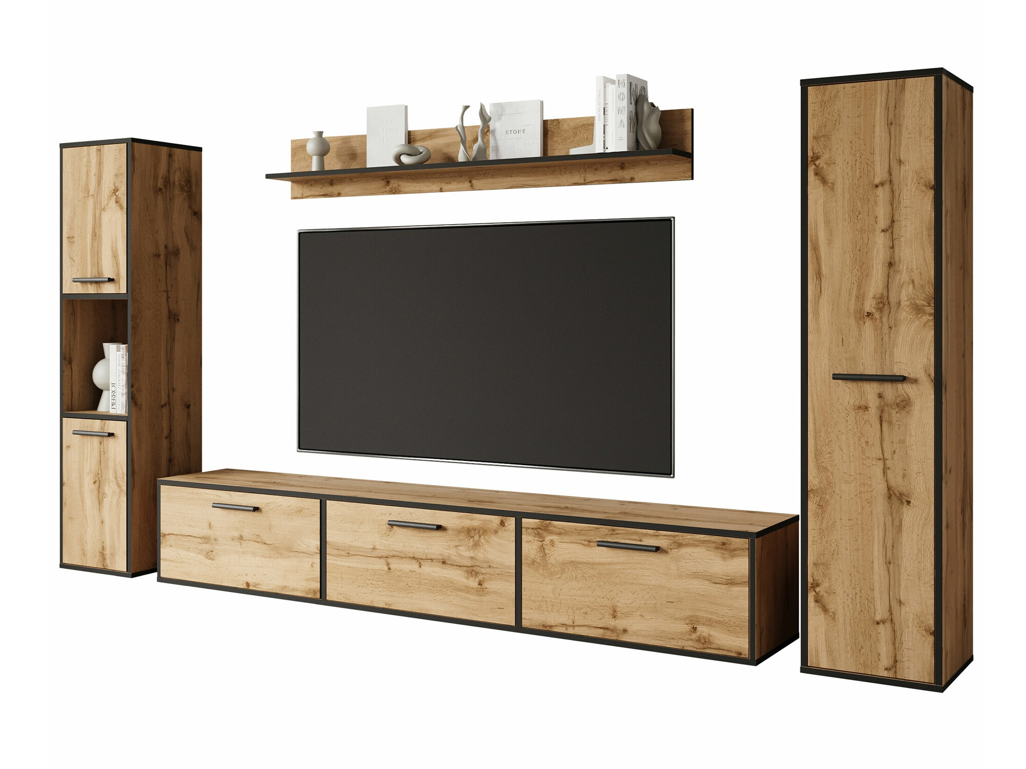 Set za dnevnu sobu Sarasota 175 (Crno + Вотан храст)