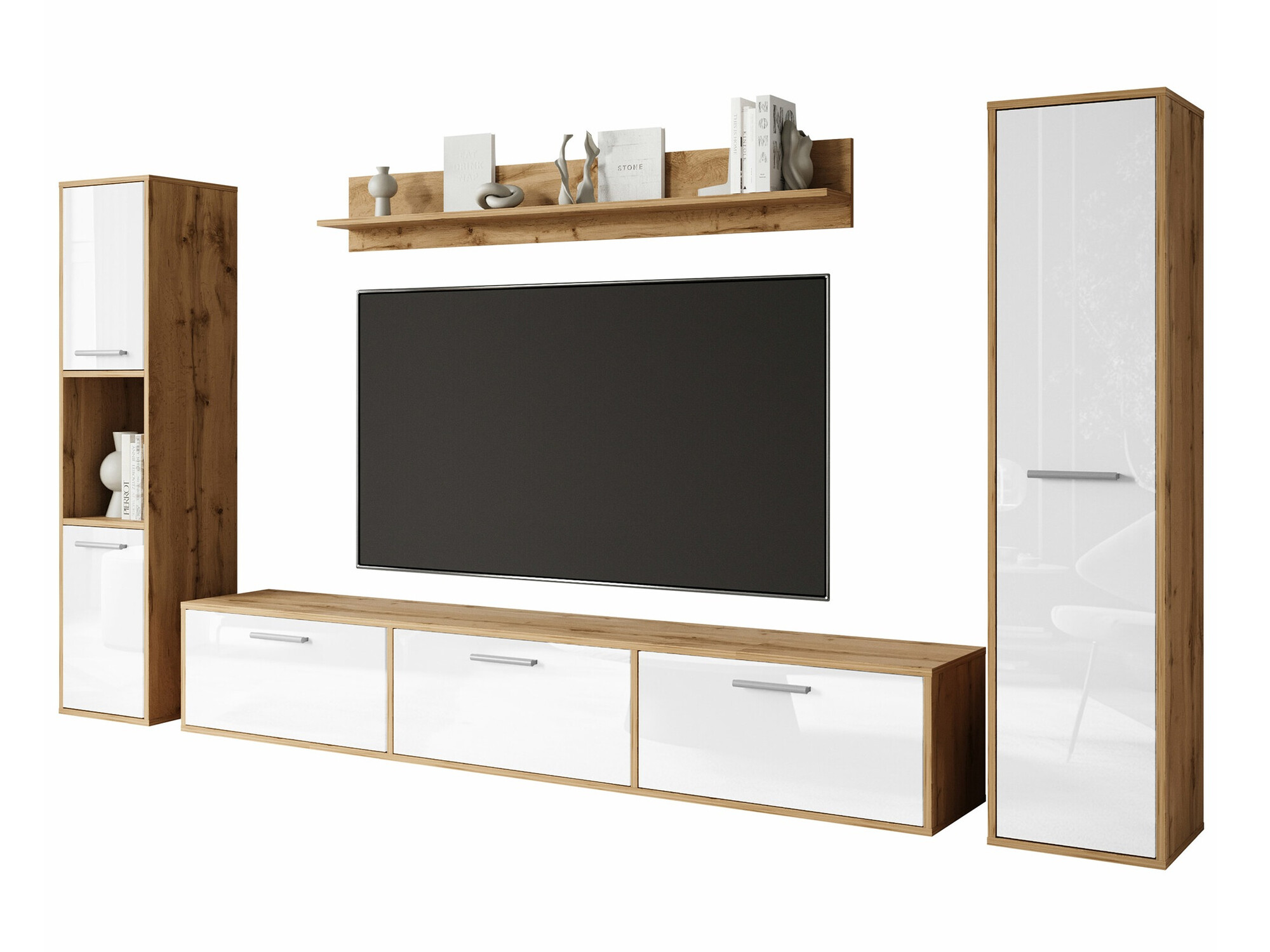 Set za dnevnu sobu Sarasota 175 (Hrast Votan + Sjajno belo)