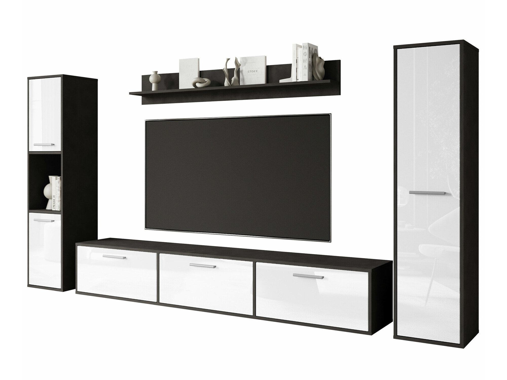 Set za dnevnu sobu Sarasota 175 (Matera siva + Sjajno belo)