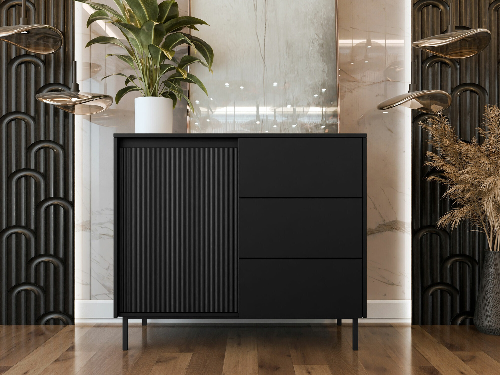 Komoda Comfivo Delruva (Crno)