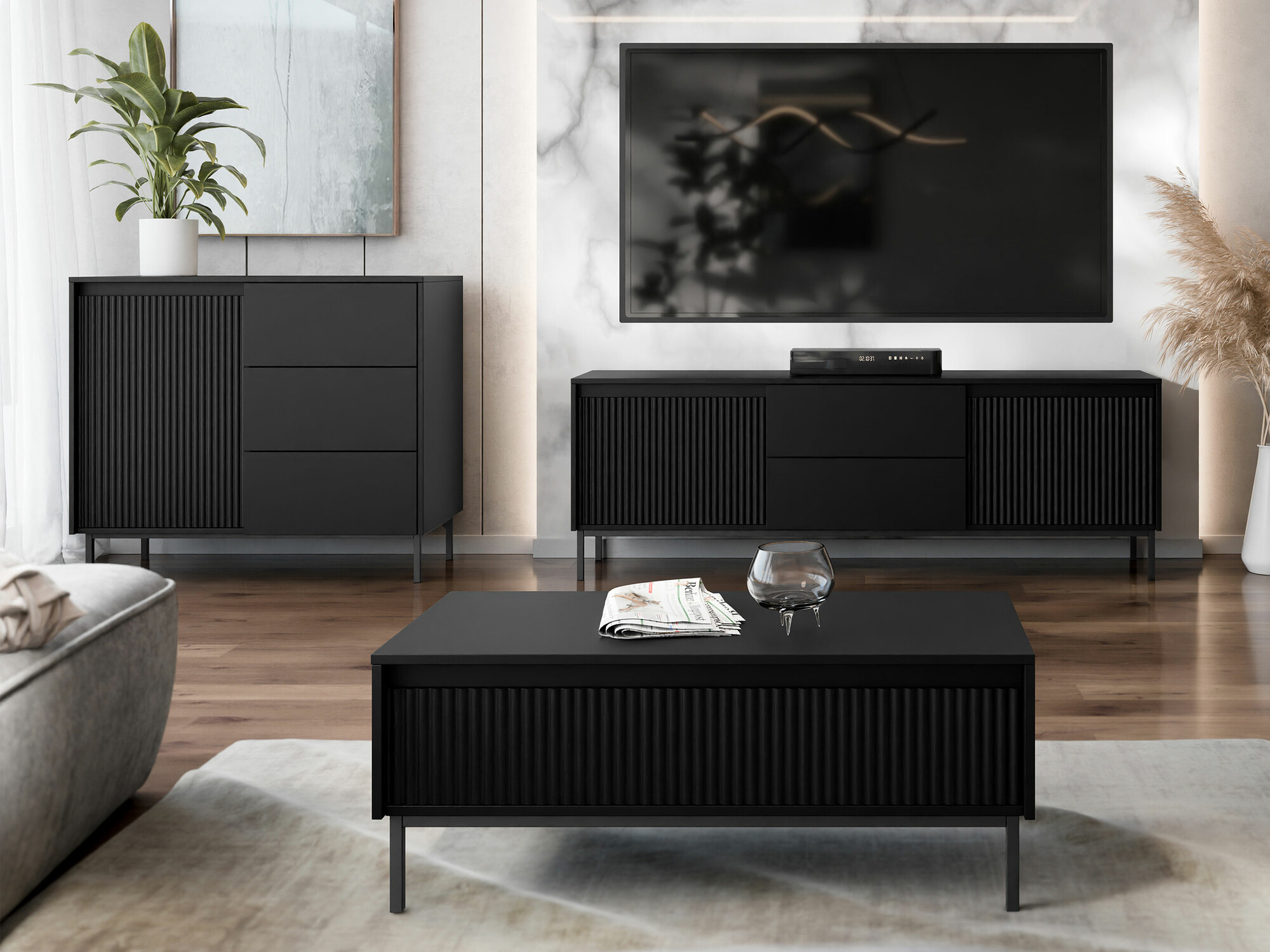 Set za dnevnu sobu Comfivo Delruva II (Crno)