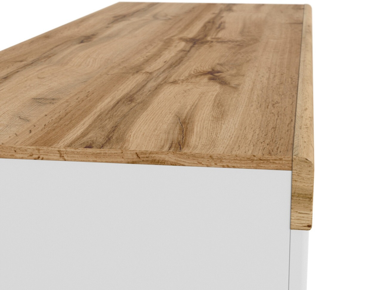 Kancelarijski sto Sonsoru 130 (Belo + Sjajno belo + Hrast Votan)