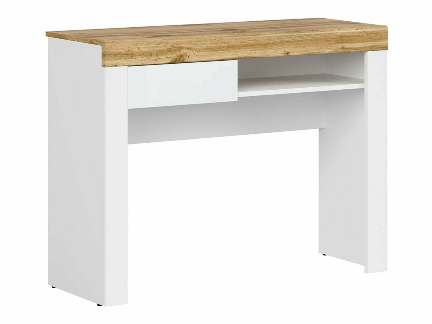 Kancelarijski sto Sonsoru 131 (Belo + Sjajno belo + Hrast Votan)