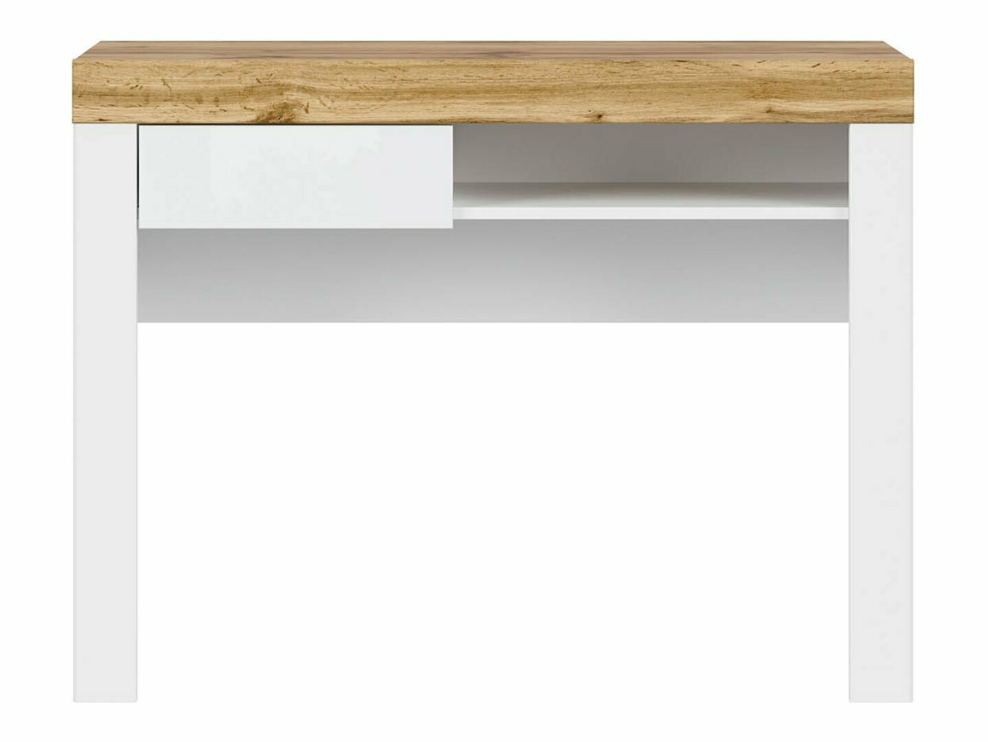 Kancelarijski sto Sonsoru 131 (Belo + Sjajno belo + Вотан храст)