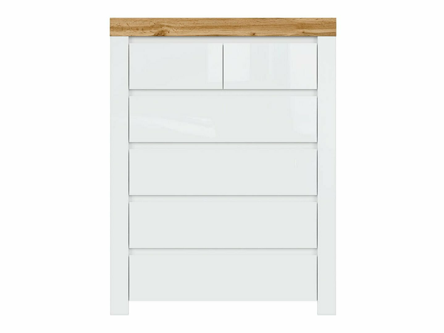 Komoda Sonsoru 114 (Belo + Sjajno belo + Вотан храст)