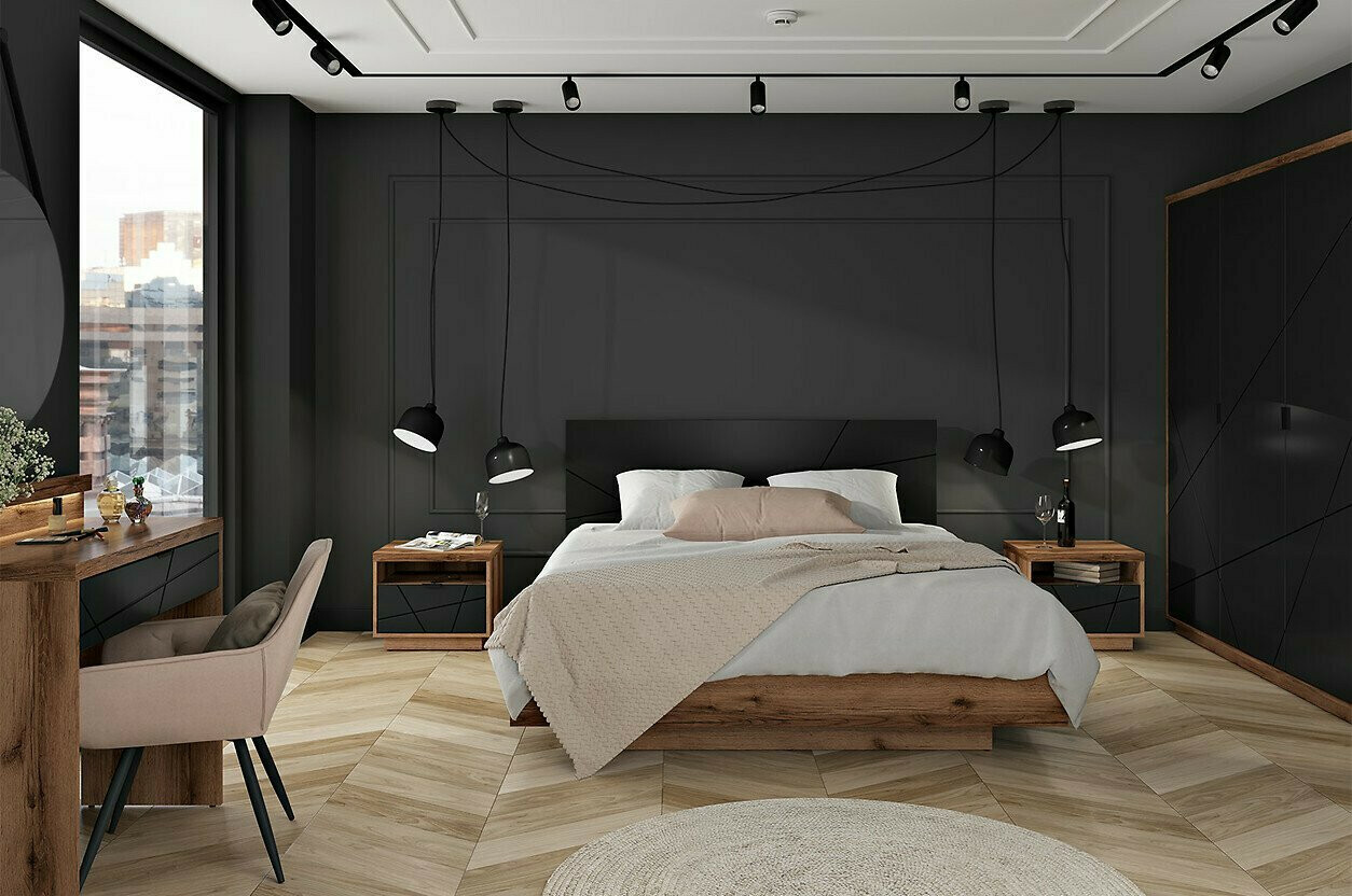 Kancelarijski sto Fivale 121 (Tamni Delano hrast + Mat crna)