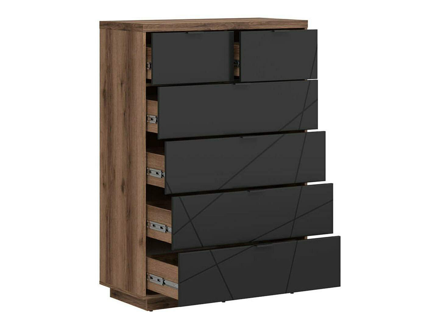 Komoda Fivale 119 (Tamni Delano hrast + Mat crna)