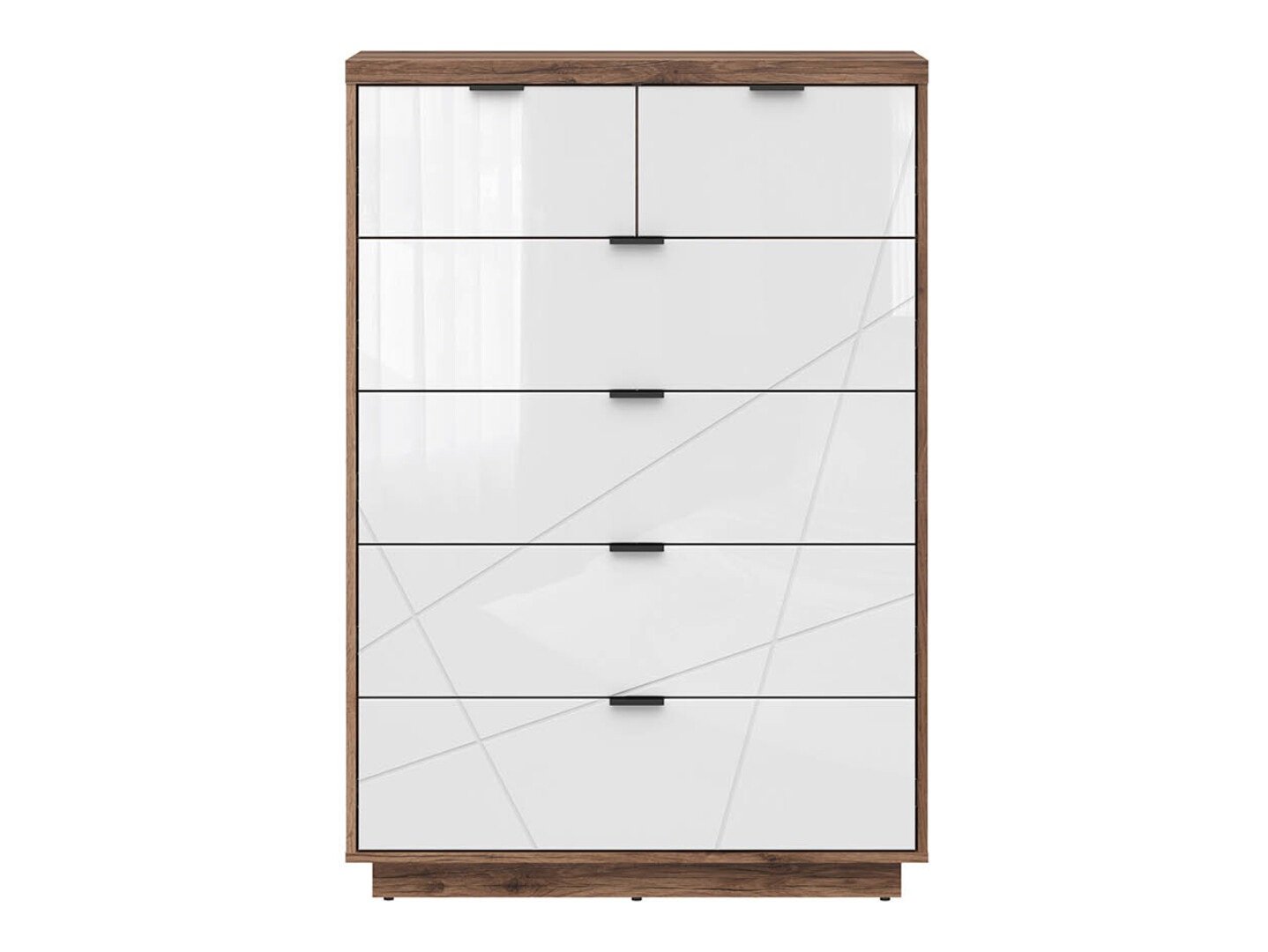 Komoda Fivale 119 (Tamni Delano hrast + Sjajno belo)