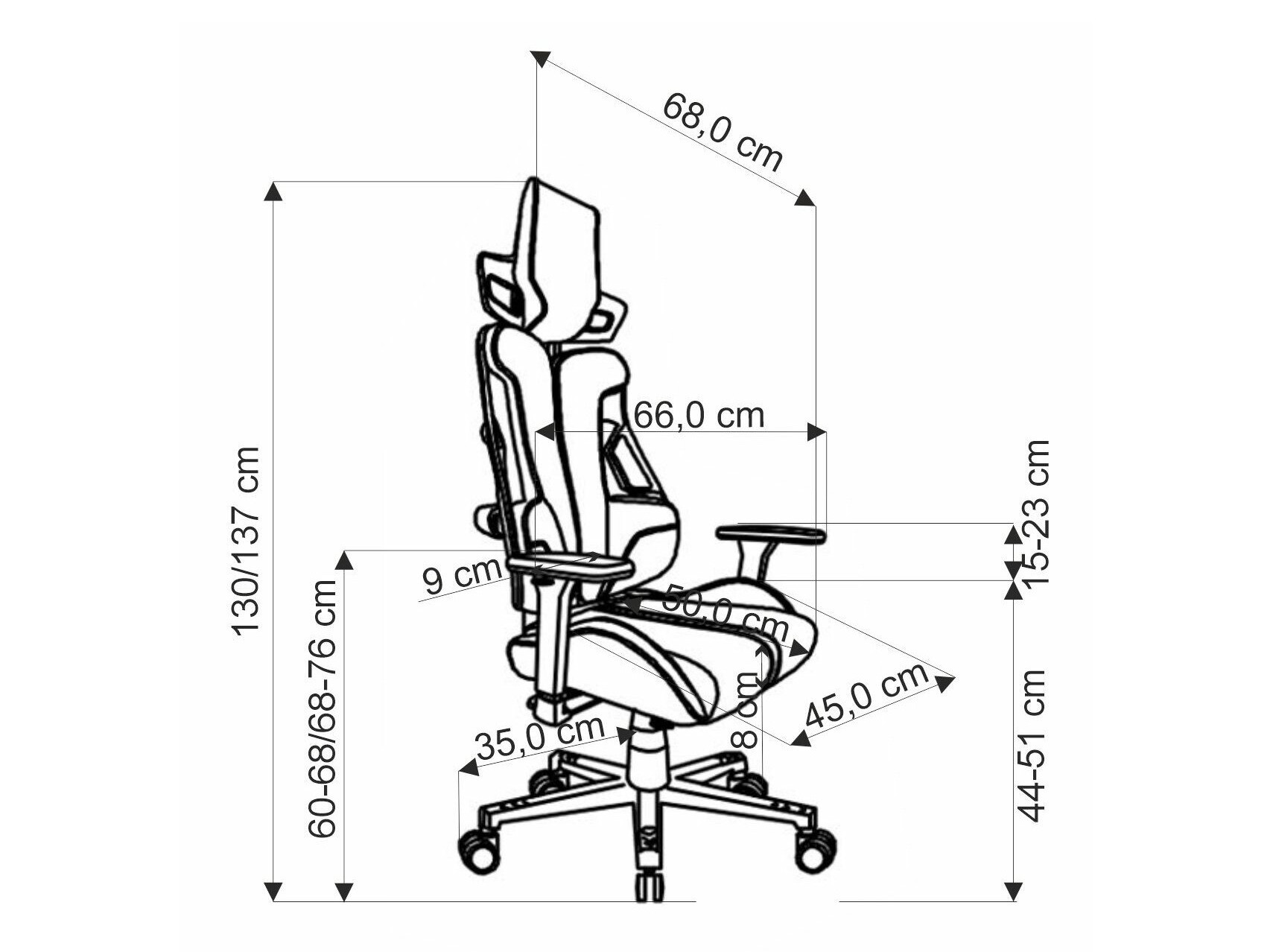 Gejming stolica Houston 1713 (Sivo)