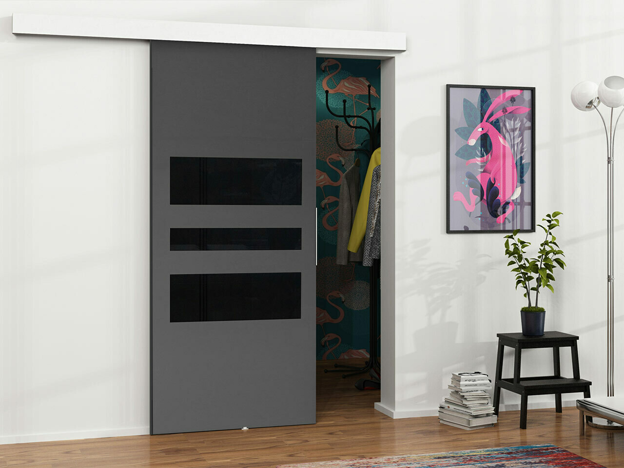 Klizna vrata Dover 140 (Antricit (ugalj) + Crno)