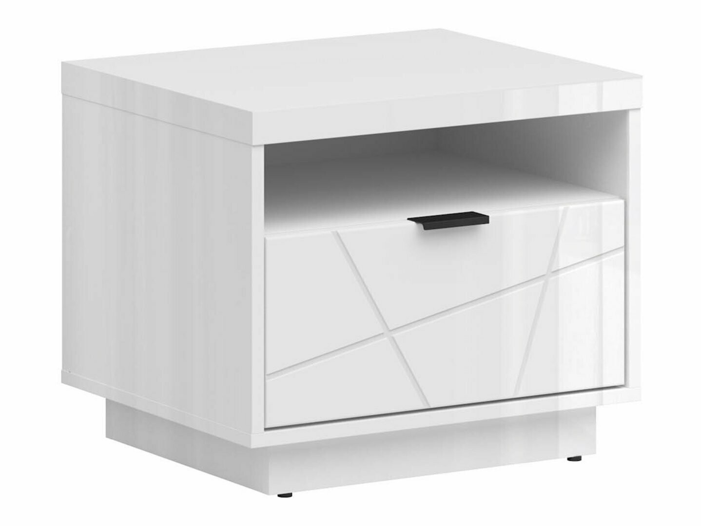 Noćni ormarić Fivale 115 (Sjajno belo + Belo)