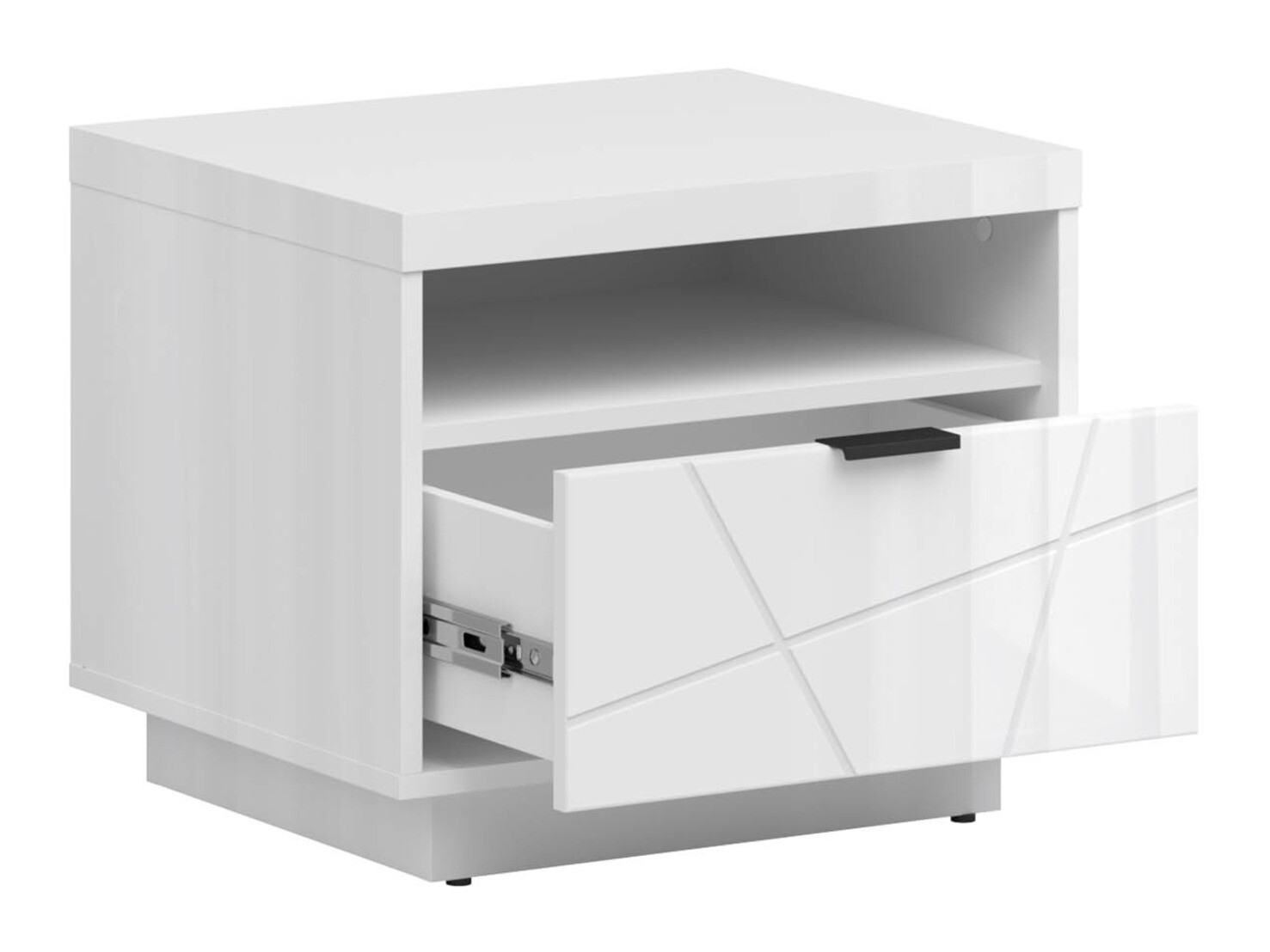 Noćni ormarić Fivale 115 (Sjajno belo + Belo)